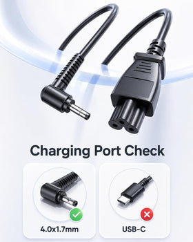 Donggerdi 65W charger tip connector highlighting a secure fit with Lenovo Ideapad