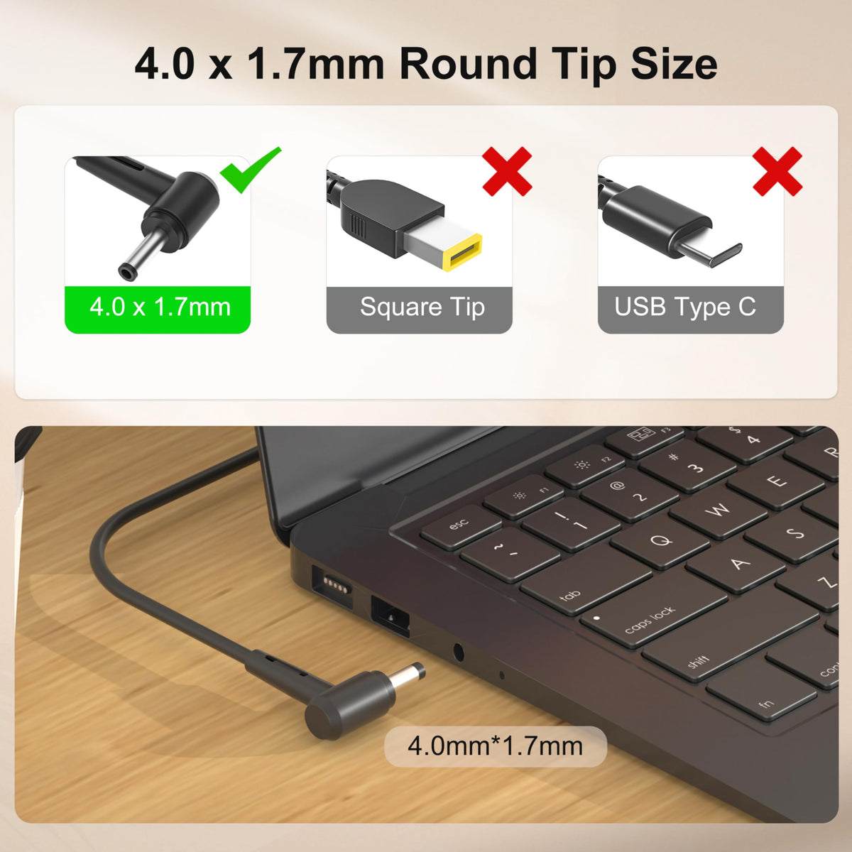 DONGNI detached AC power cord demonstrating travel-friendly flexibility