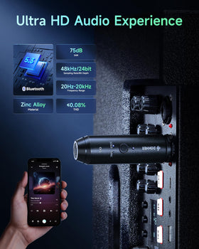 Donner CV-1 rear XLR plug inserted into speaker for immediate wireless playback