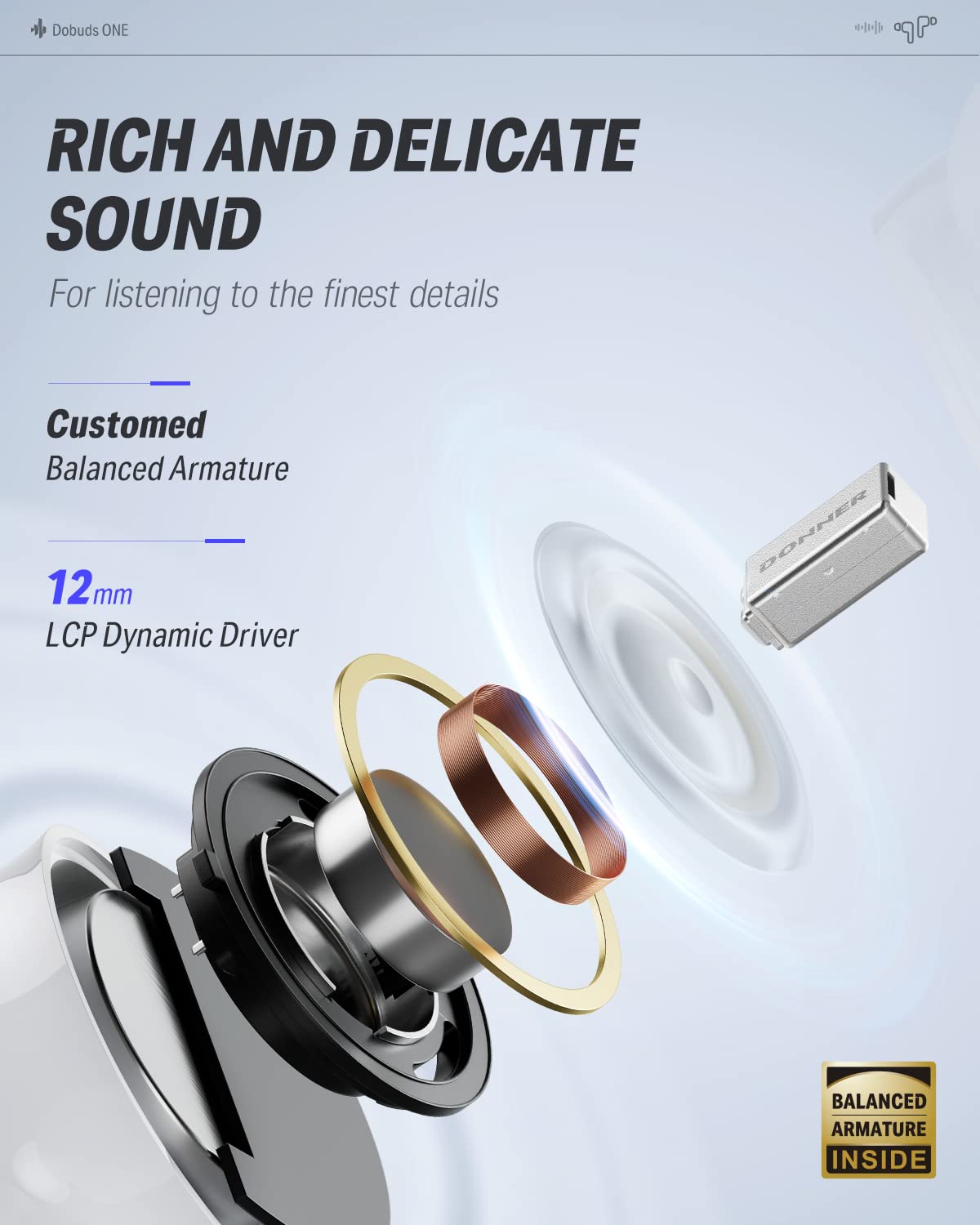 Donner Dobuds ONE ANC in action reducing ambient noise for immersive listening.