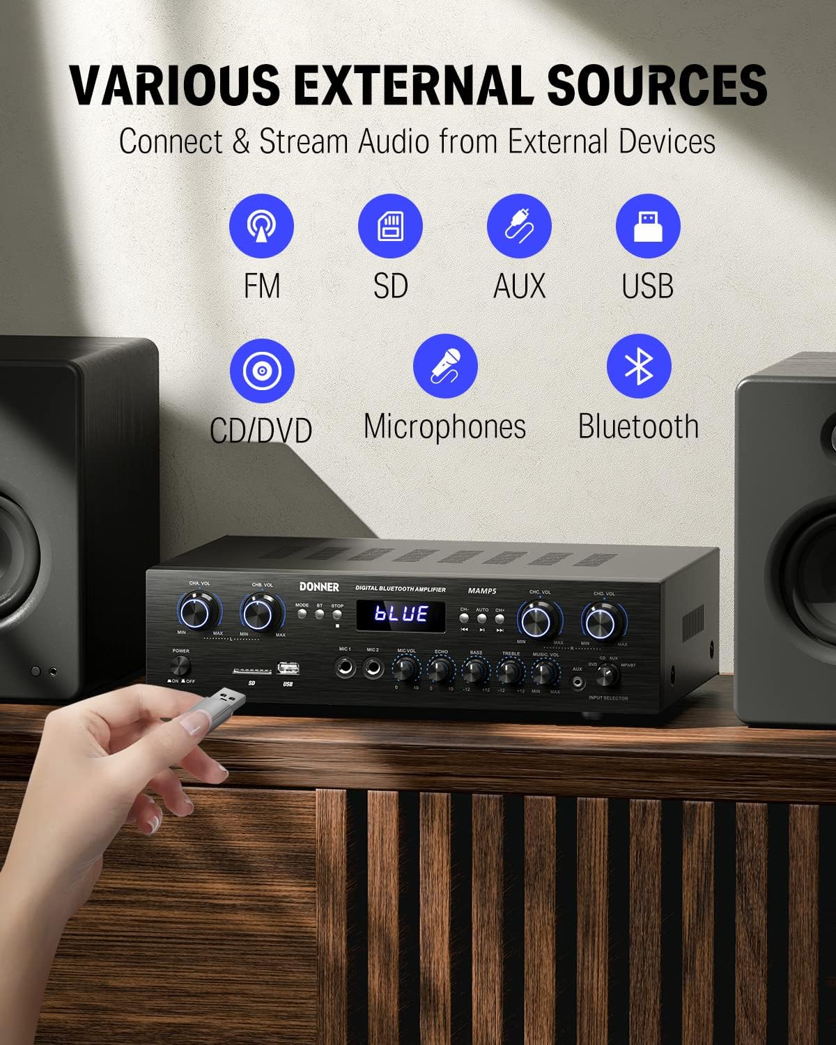 Donner LED display on the amplifier for quick visual monitoring during playback.