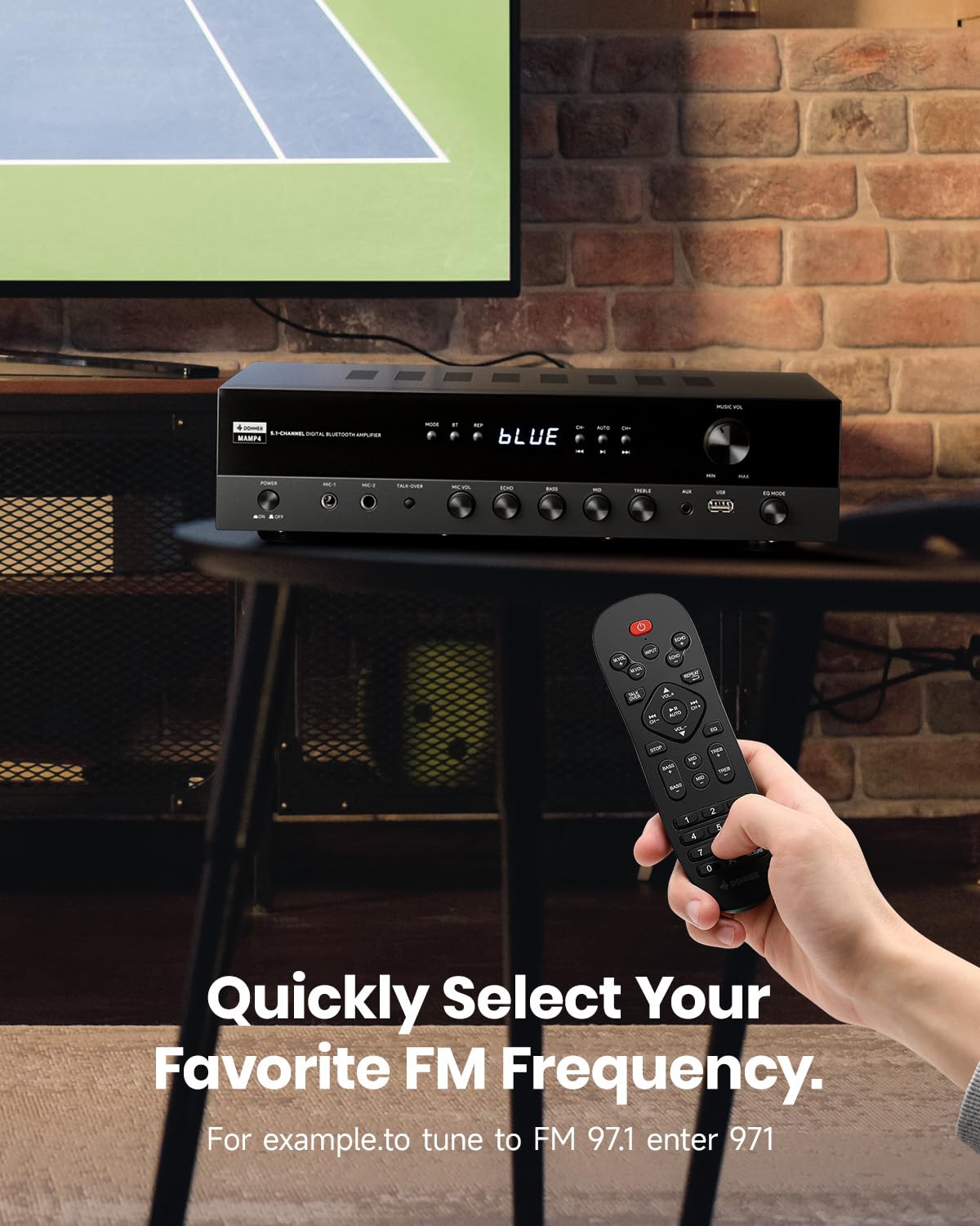 Donner MAMP4 Bluetooth connection for wireless streaming to the receiver.