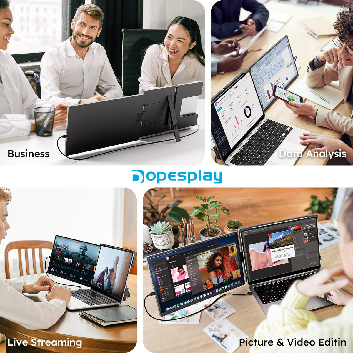 Dopesplay adjustable kickstand and rotation offer flexible viewing angles.