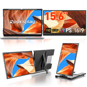 Dopesplay dual-screen laptop monitor setup for enhanced multitasking on the go.