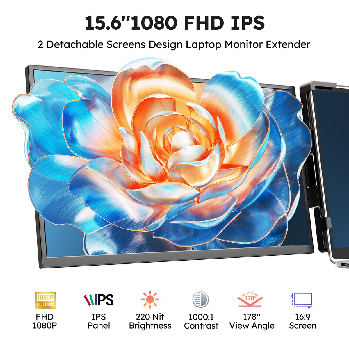 Dopesplay FHD IPS display shows crisp 1080p visuals on two screens.