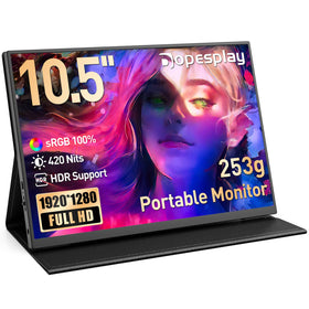 Dopesplay portable monitor front view shows compact 10.5-inch design for on-the-go work.