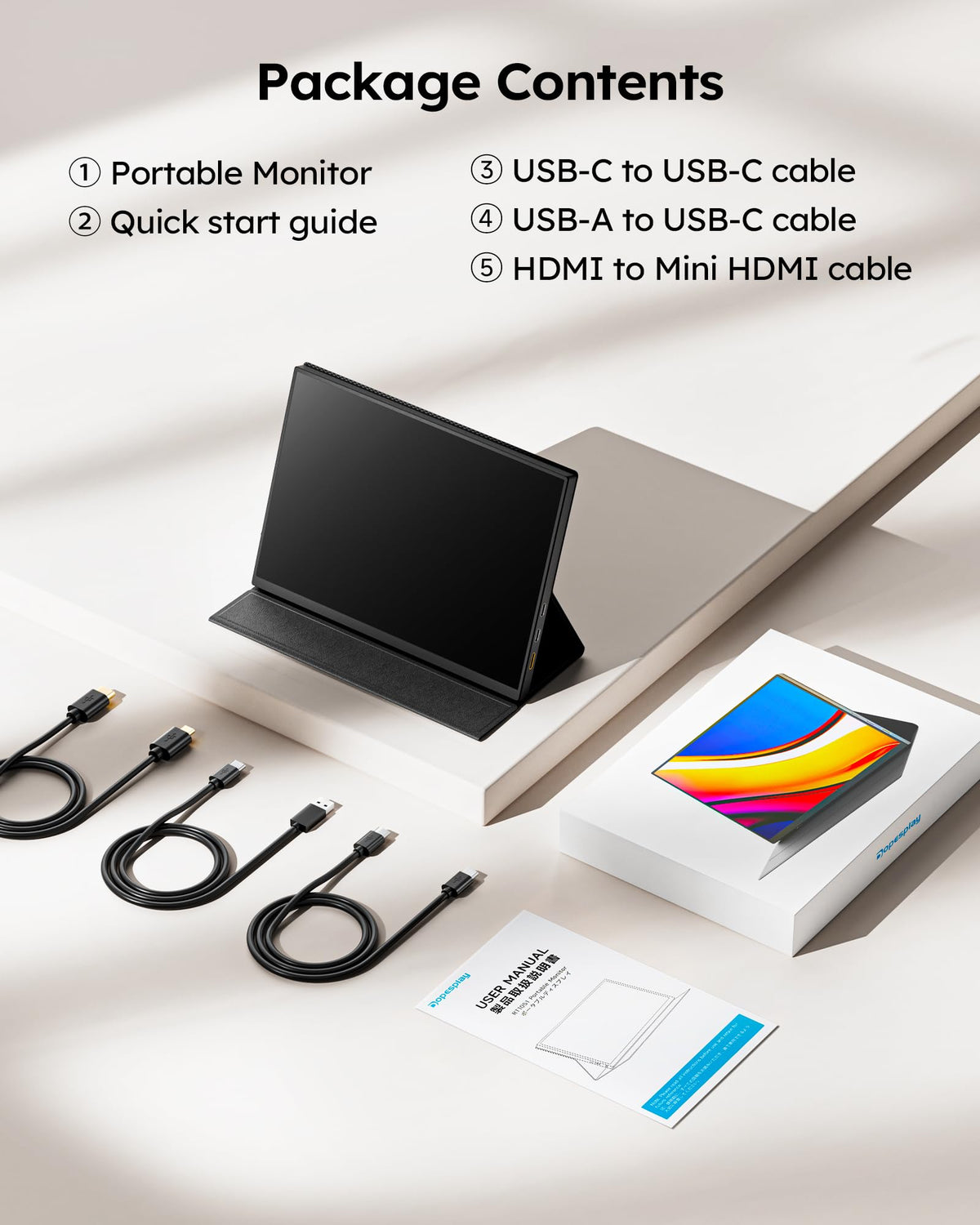Dopesplay portable monitor complements laptops and small desks for work.
