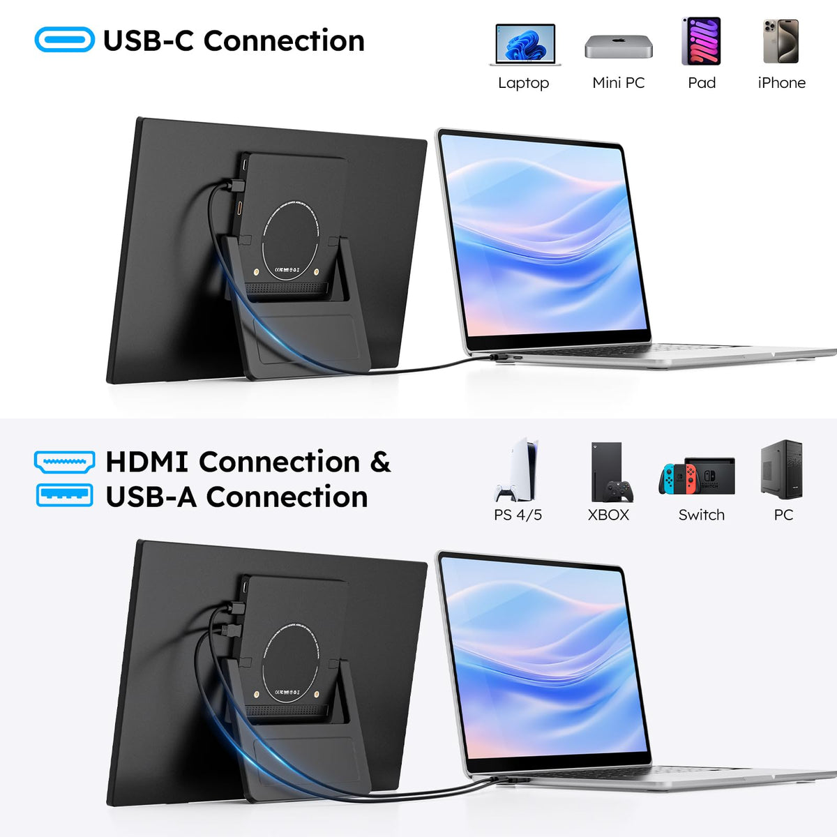 Dopesplay ultra-thin portable monitor design fits easily in a bag for commuting.