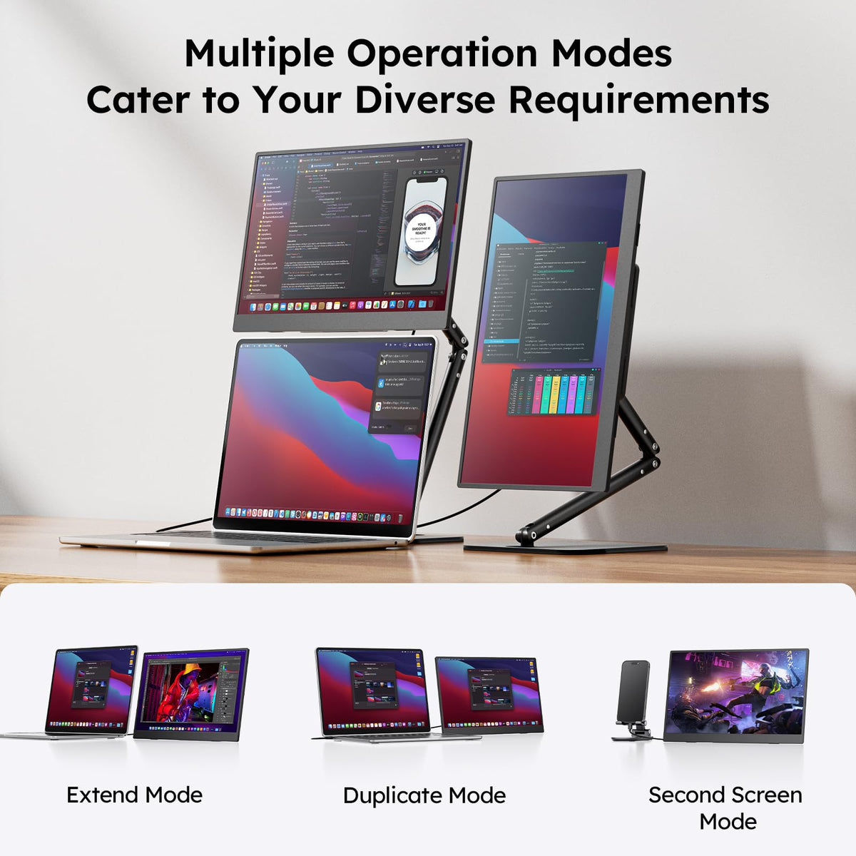 Dopesplay USB-C and Mini HDMI connectivity for plug-and-play versatility.
