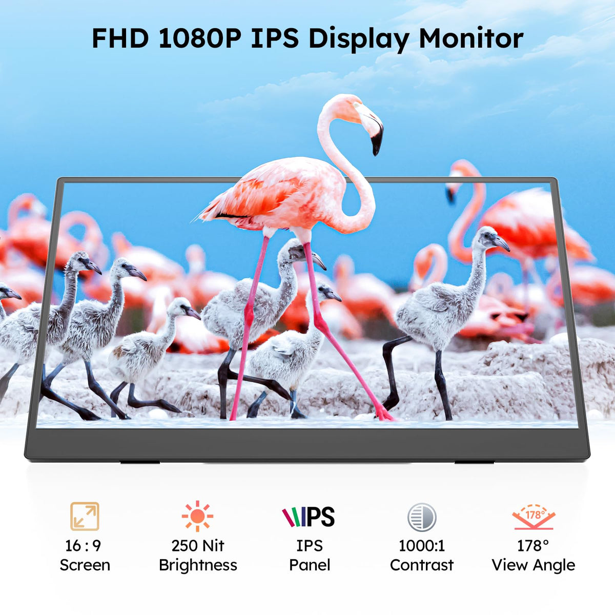 Dopesplay portable monitor with wide viewing angles and strong contrast for rich visuals.