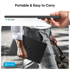 Dopesplay travel monitor ports closeup highlighting USB-C and HDMI for easy connections.
