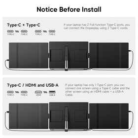 Dopesplay triple-monitor foldable setup demonstrates space-saving productivity on the go.
