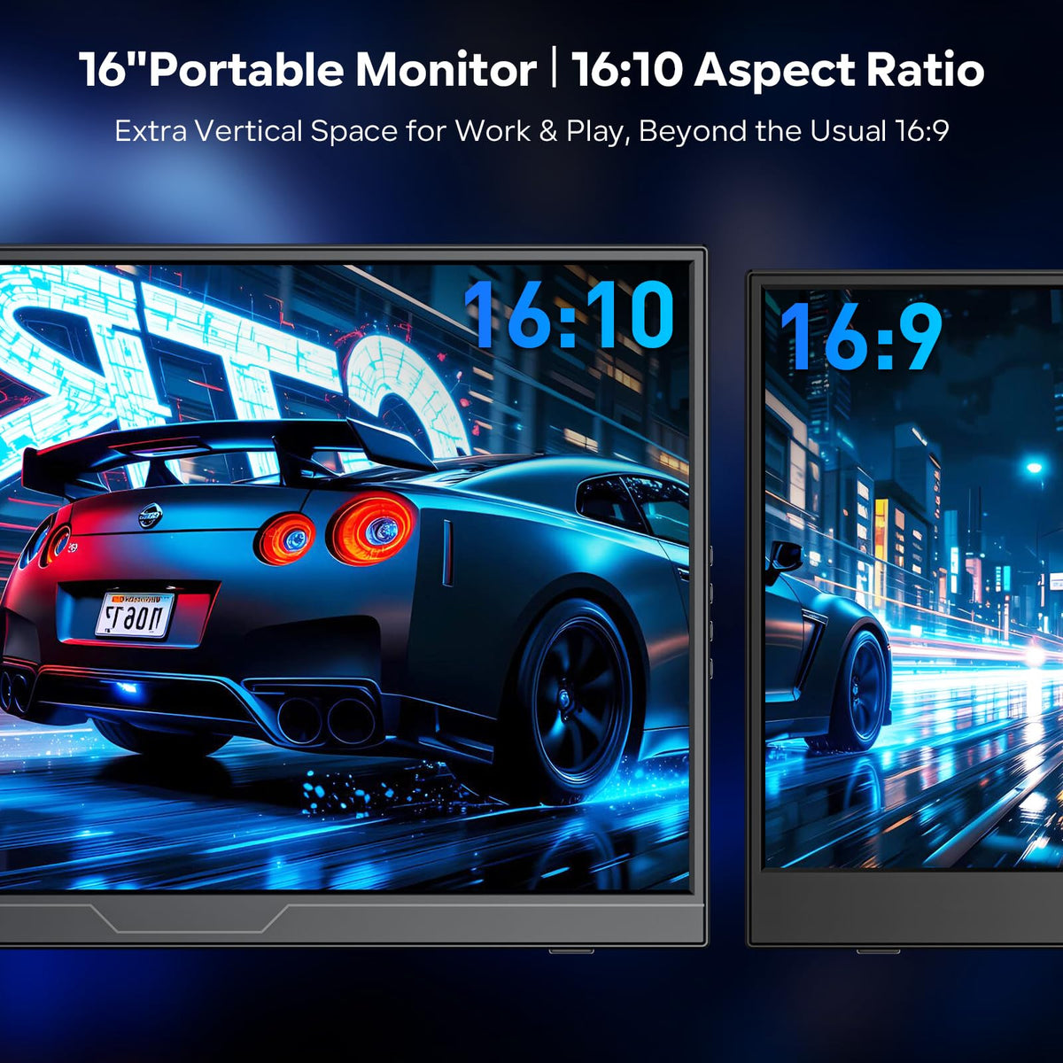 Dopesplay ultra-slim profile monitor, easily fitting in a bag for travel.