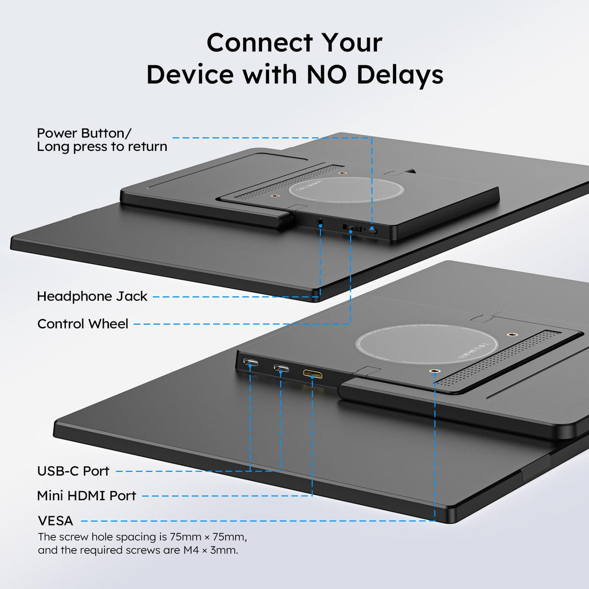 Dopesplay USB-C and Mini HDMI ports enable plug-and-play connectivity.