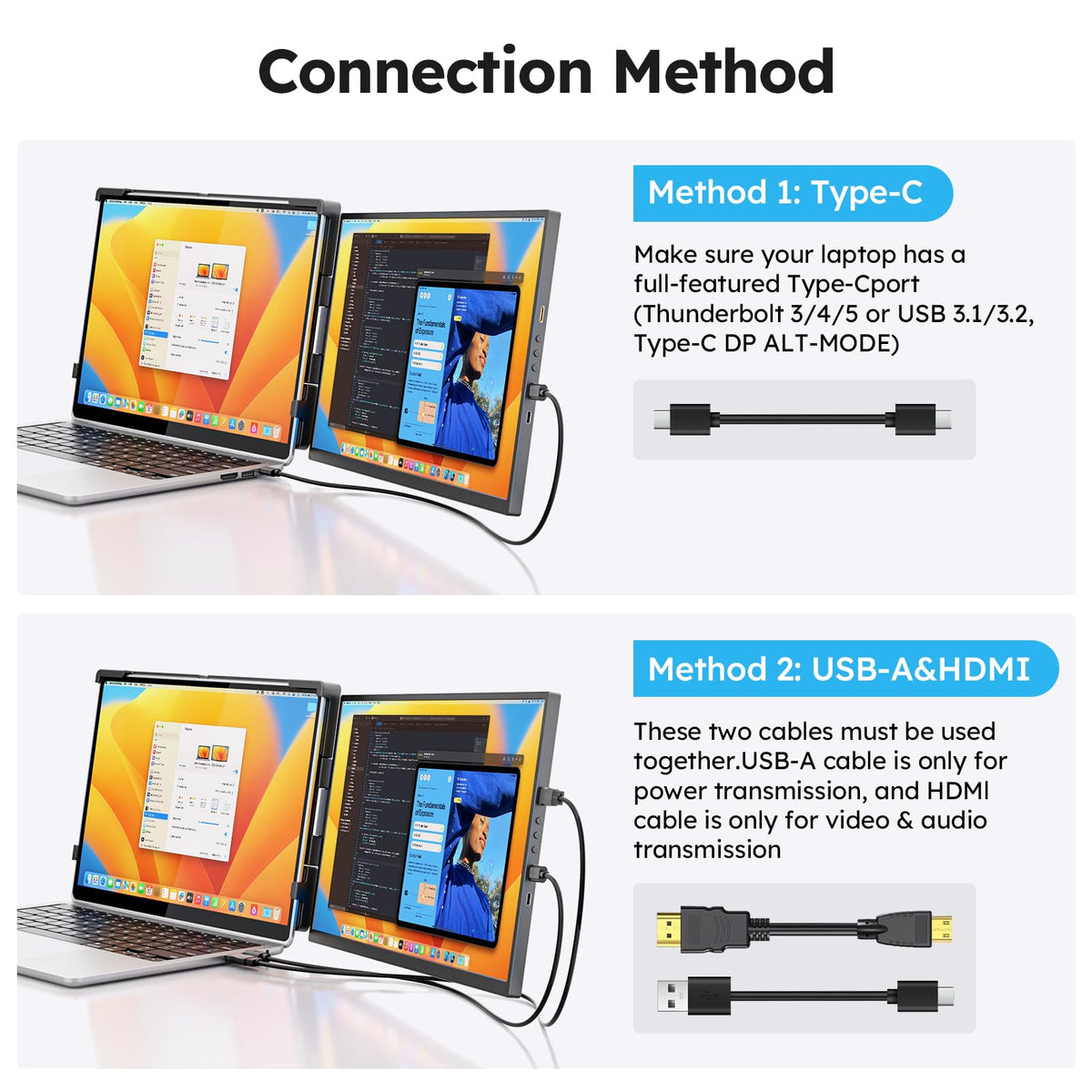 Dopesplay USB-C plug-and-play connection enables quick setup with no software.