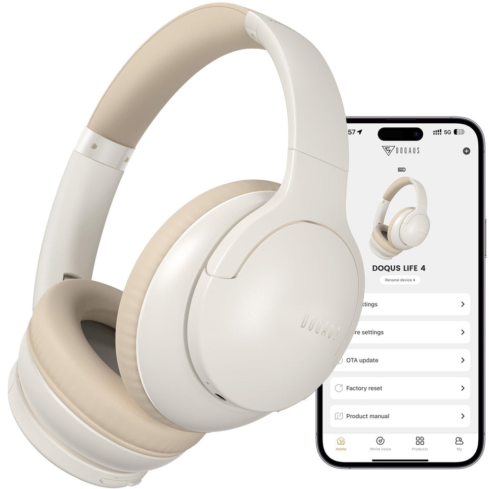 DOQAUS over-ear headphones with 90h battery for long trips and daily use