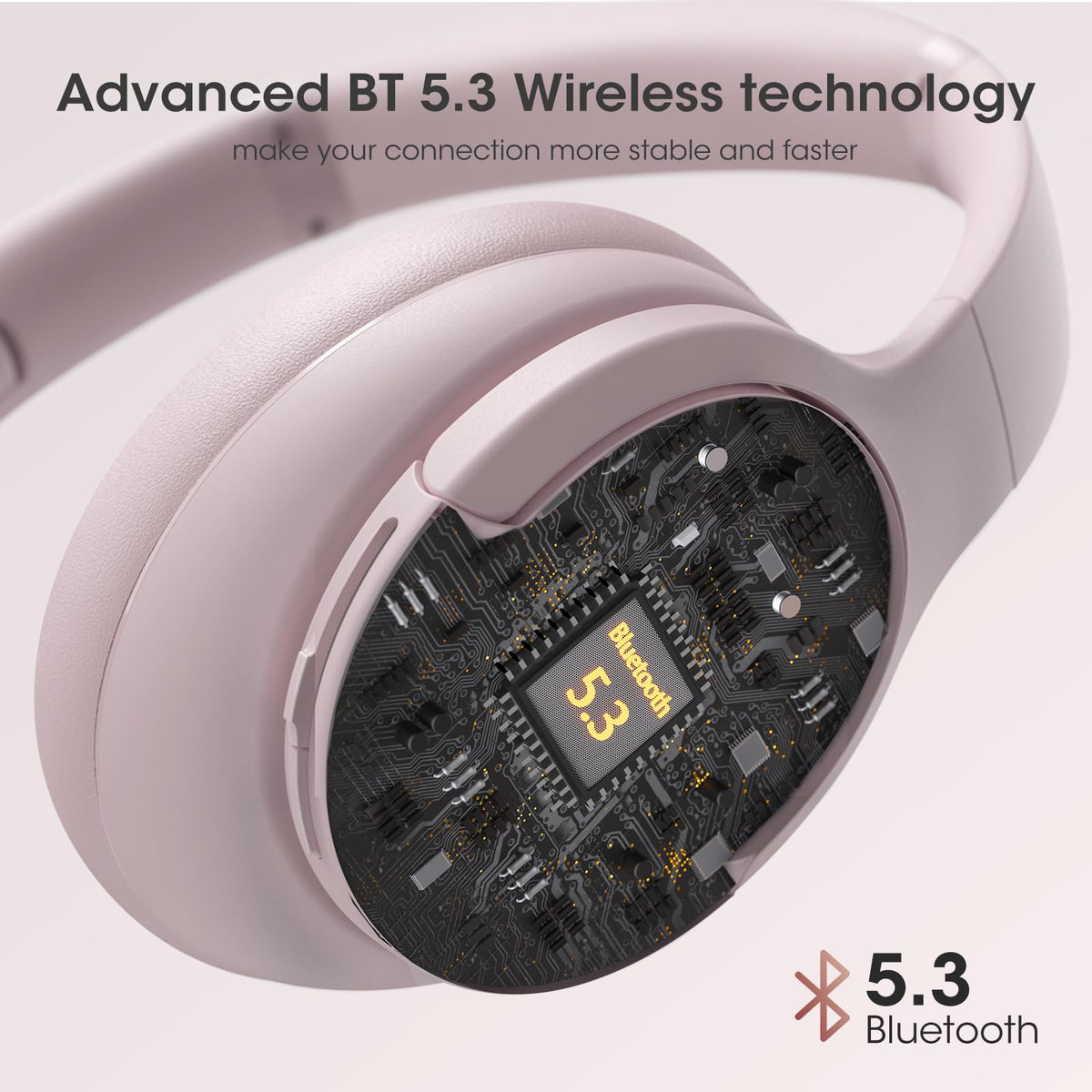 DOQAUS headphones with Bluetooth 5.3 and HD mic for clear calls
