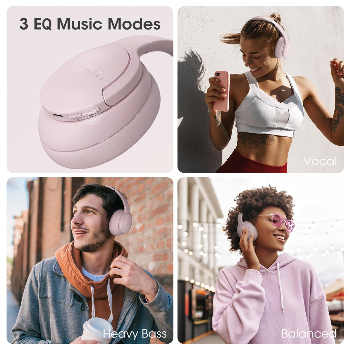 DOQAUS memory foam ear cups for all-day comfort