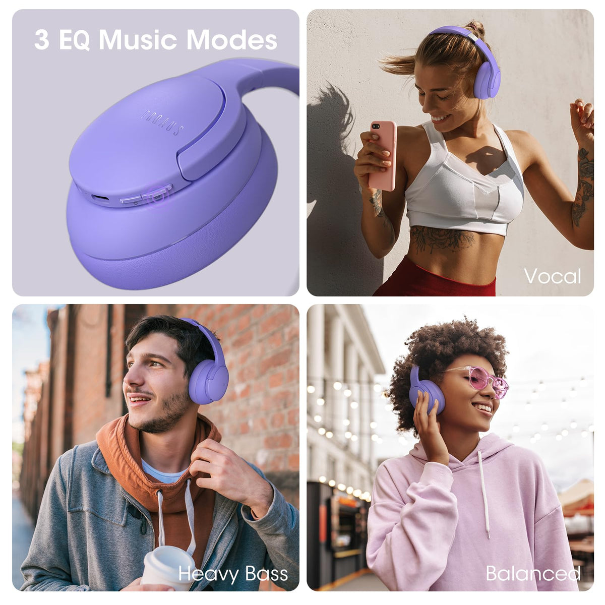 DOQAUS comfort memory foam ear cups and adjustable headband for long sessions