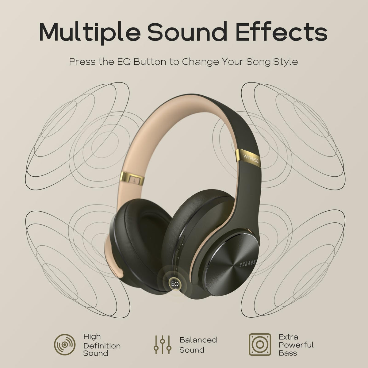 DOQAUS earpad closeup showing soft breathable cushions for long comfort