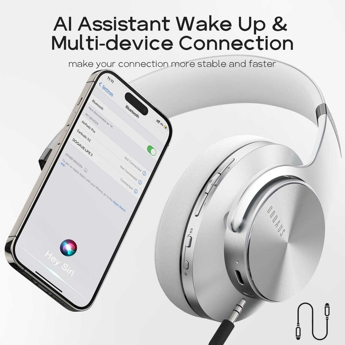 DOQAUS 40mm drivers provide rich HiFi audio with detailed sound.