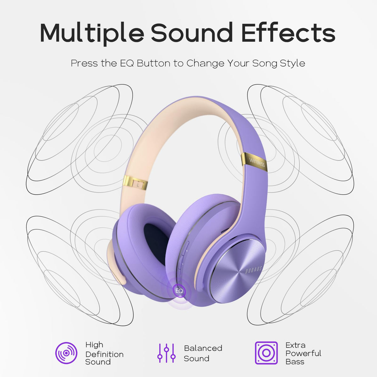 DOQAUS headphones offer up to 90-hour playtime for extended journeys.