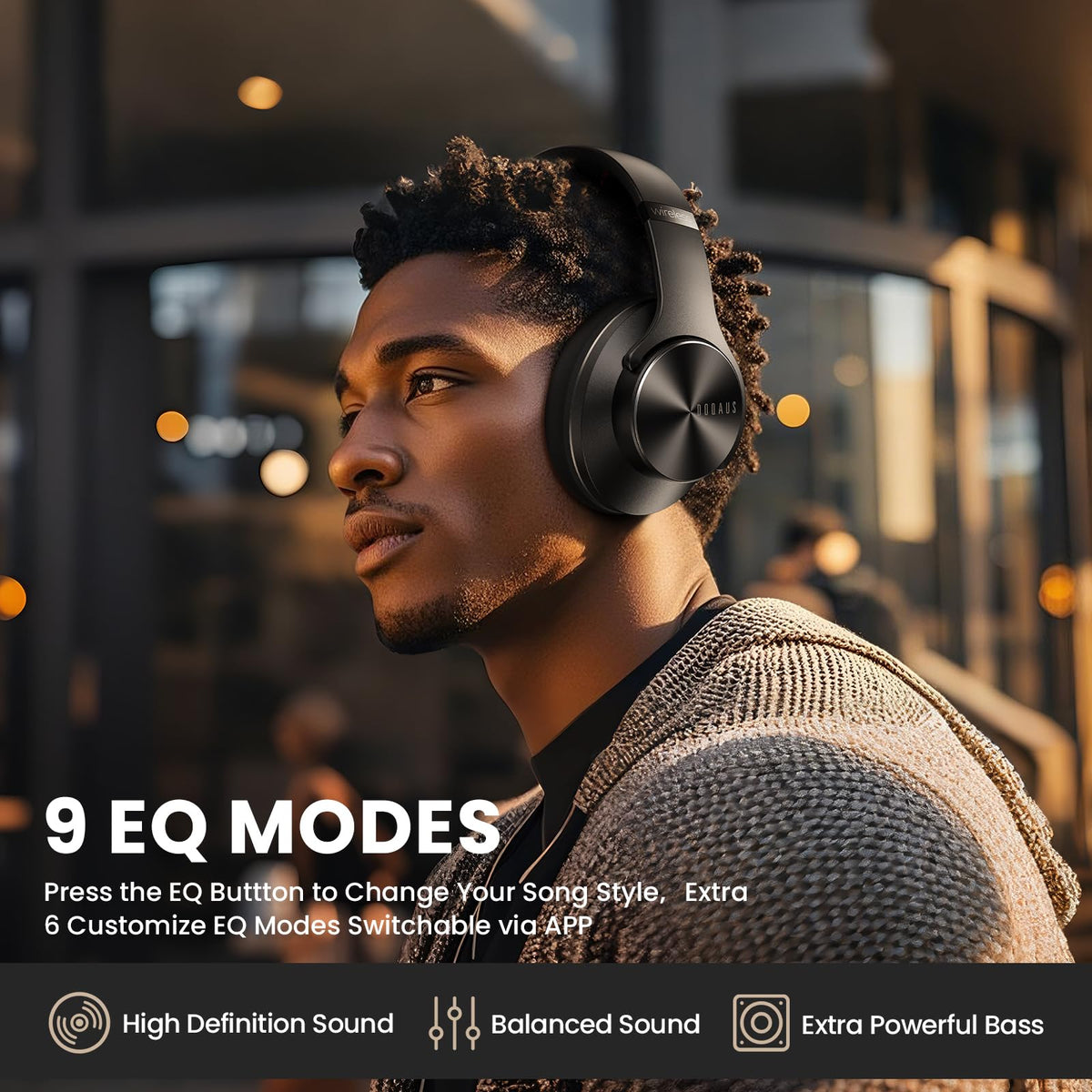 DOQAUS app EQ displayed with nine presets for personalized audio