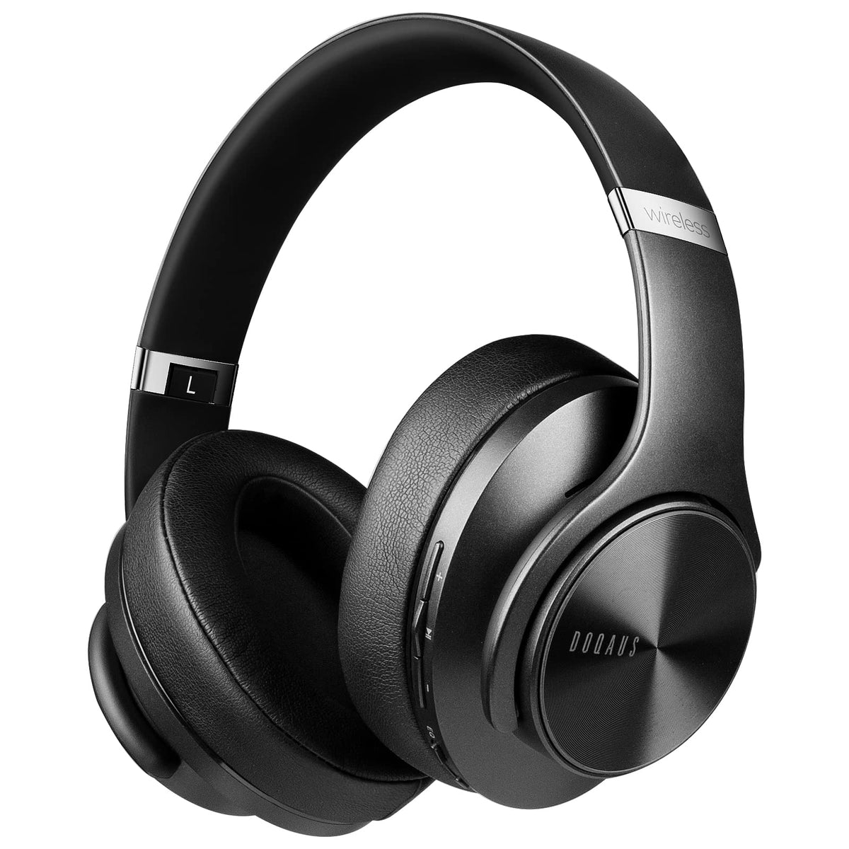 DOQAUS headphones clipped to backpack ideal for commuting convenience