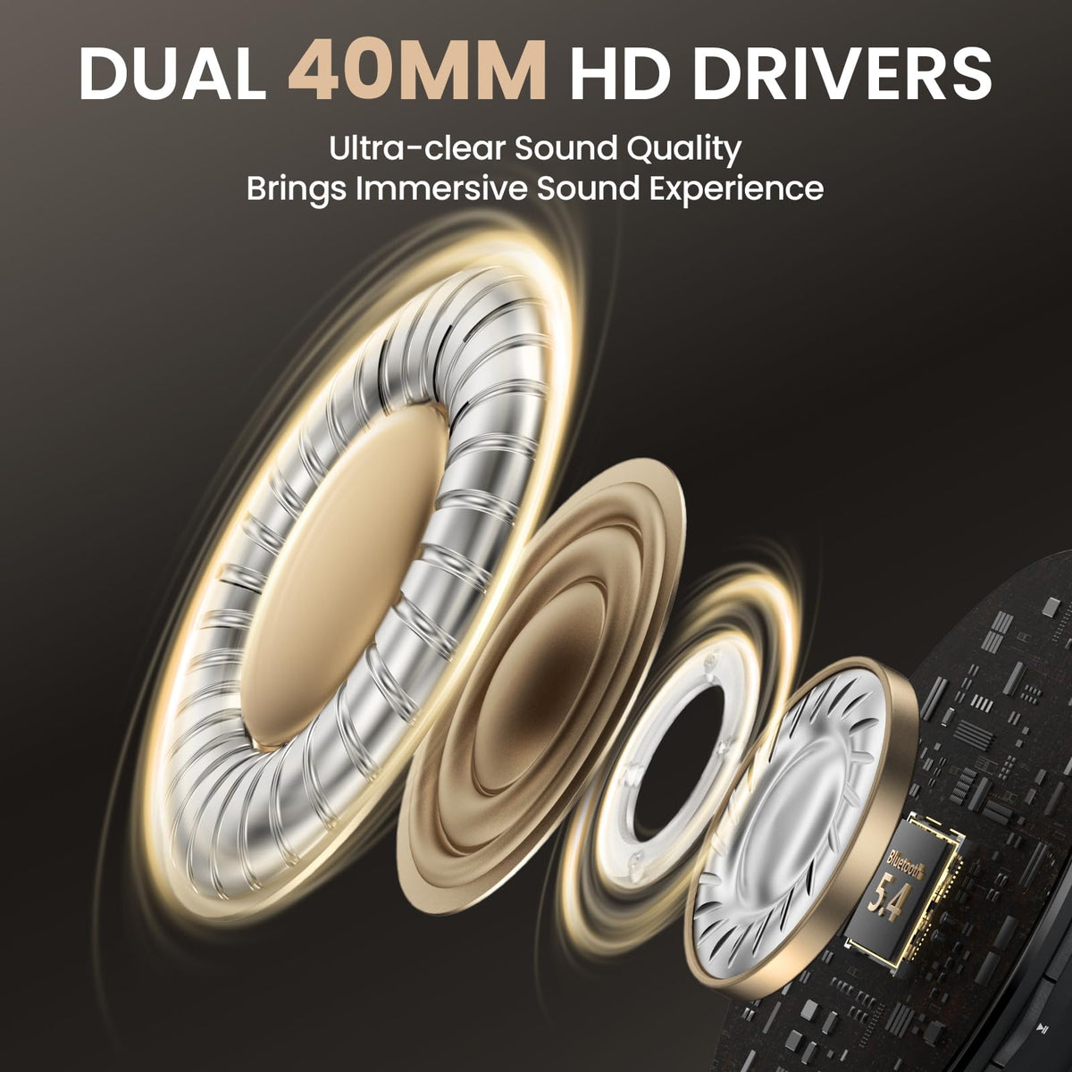 DOQAUS headphones beside a hand to show size and portability benefits