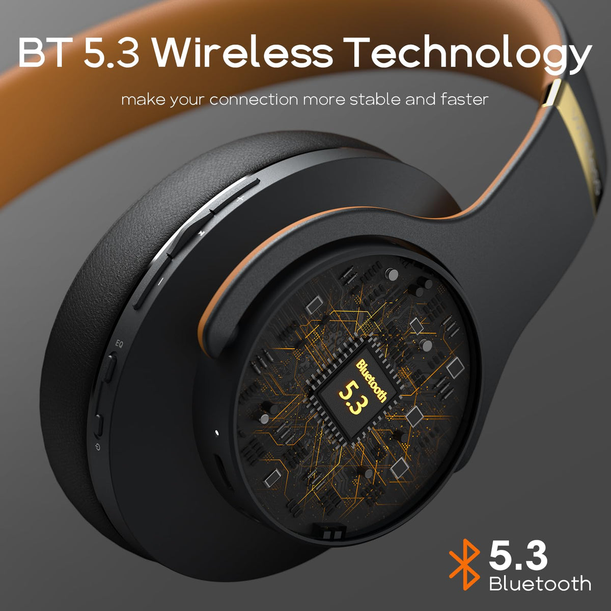 DOQAUS over-ear headphones ENC mic for crystal-clear calls in noisy environments.