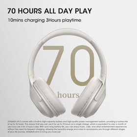 DOQAUS over-ear headphones folded for compact travel and easy storage.