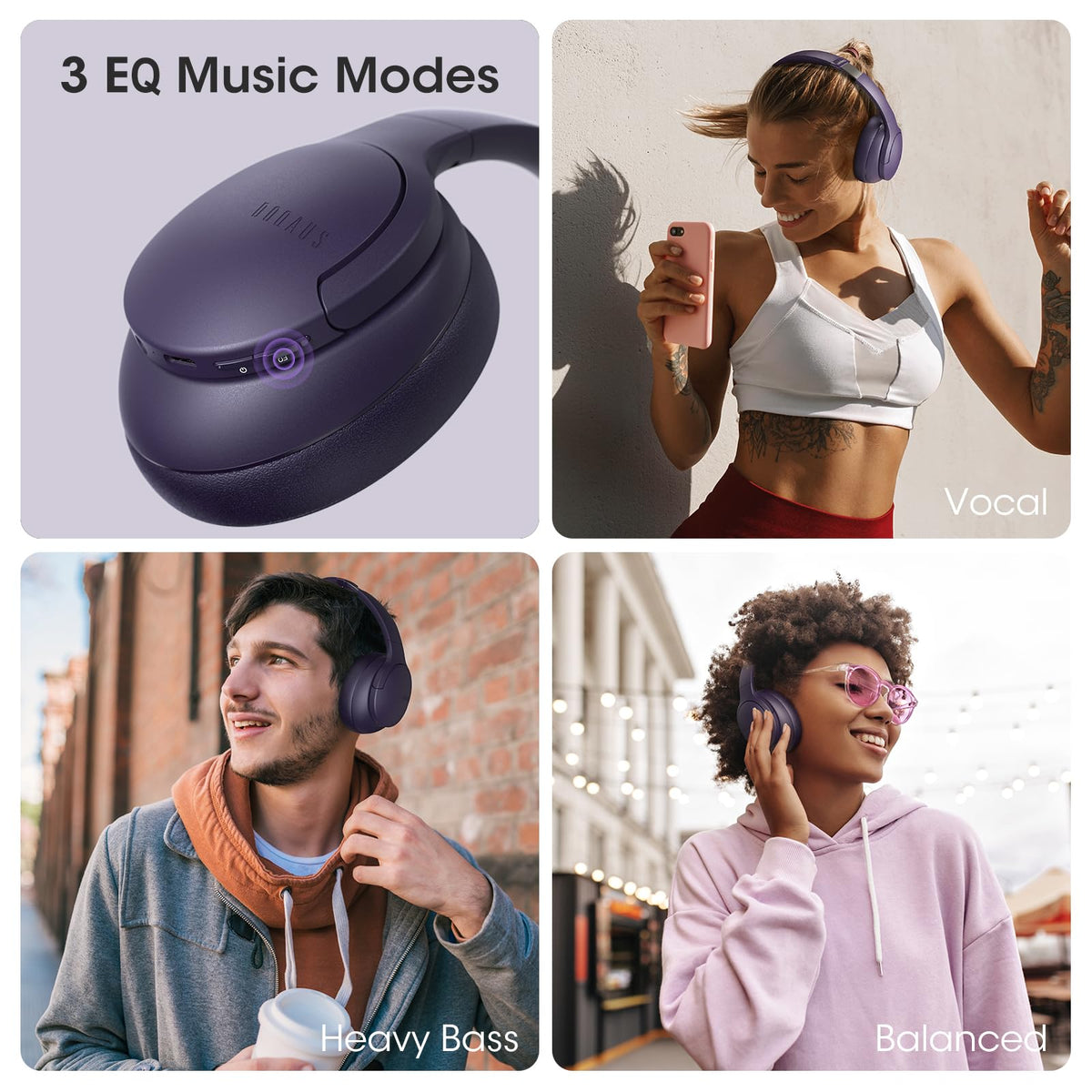DOQAUS over-ear headphones hd-mic for clear calls in busy spaces