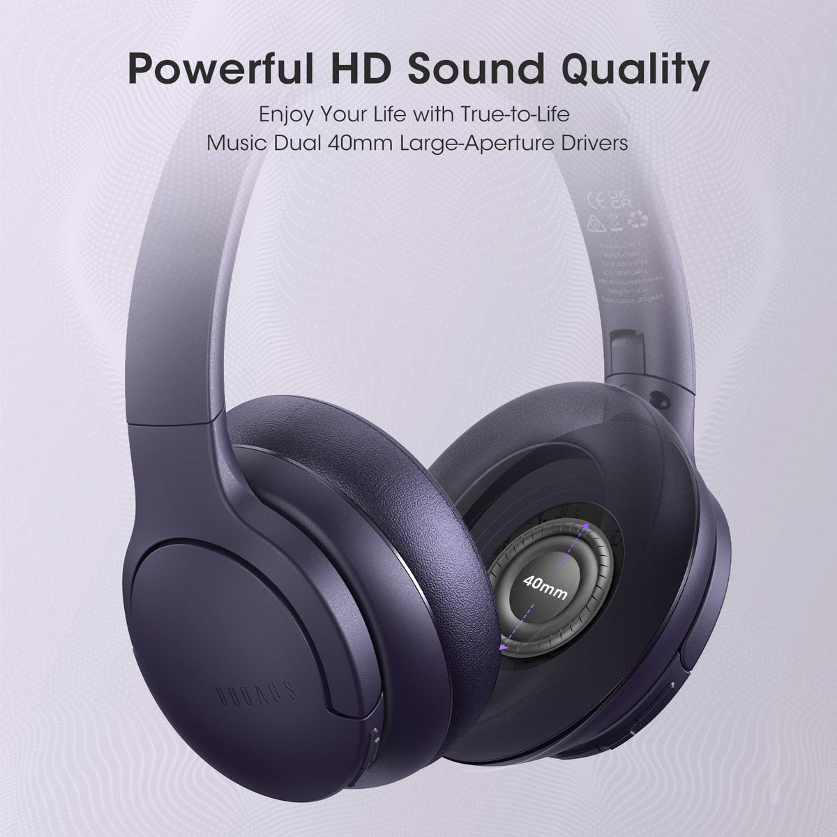 DOQAUS over-ear headphones memory-foam-ear-cups all-day comfort