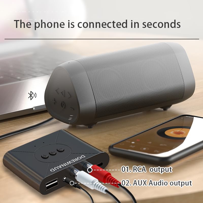 DOREWINAUD installed in car console enabling Bluetooth car audio streaming