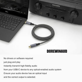 DOREWINAUD USB-C to Toslink cable brushed aluminum housing in product shot