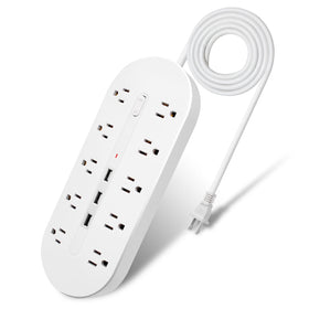 Dorggi two-prong power strip with USB ports for convenient multi-device charging.