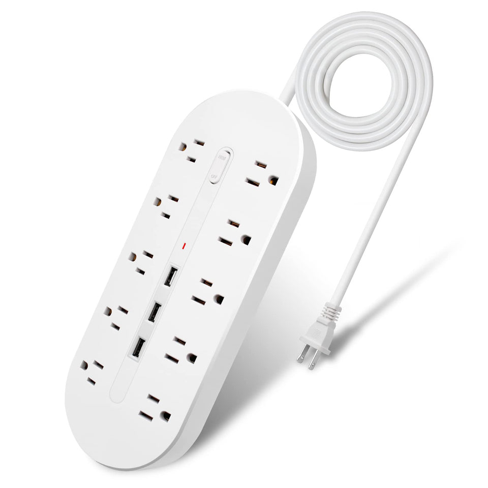 Dorggi two-prong power strip with USB ports for convenient multi-device charging.