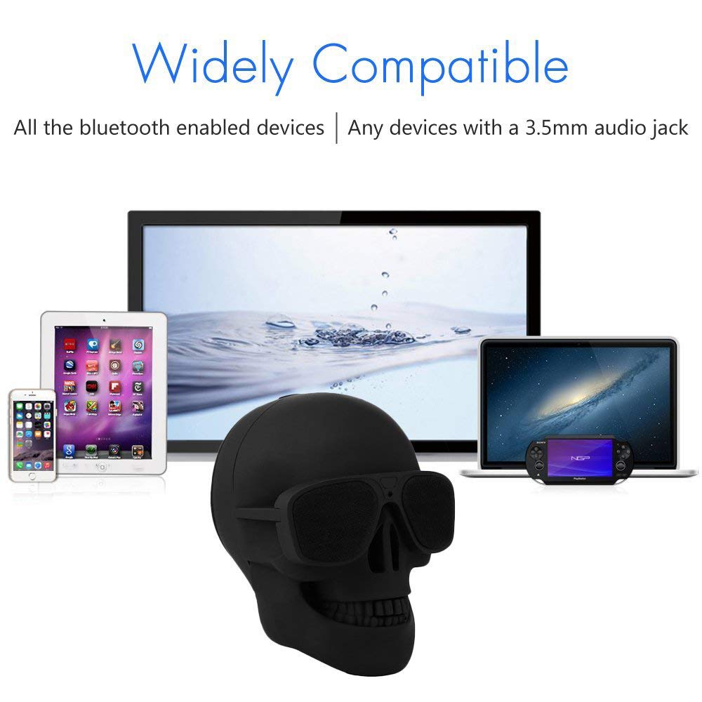 DORNLAT Skull Bluetooth Speaker on a desk as a decorative audio piece