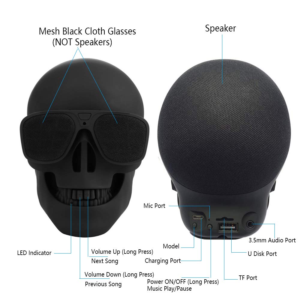 DORNLAT Skull Bluetooth Speaker outdoors for party or travel use