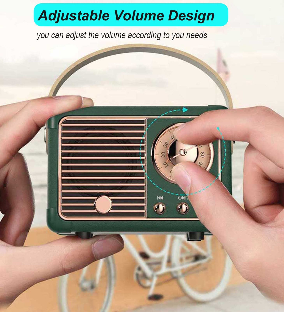 Dosmix green vintage speaker on shelf—nostalgic charm enhances any room.