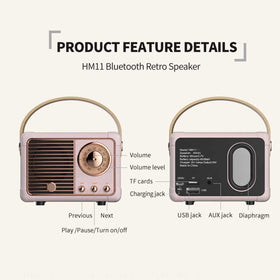 Dosmix retro Bluetooth speaker compact size ready for travel.