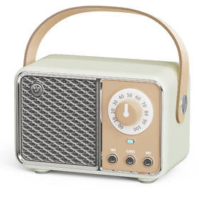 Dosmix retro Bluetooth speaker front view showcasing compact, portable vintage design for easy listening anywhere