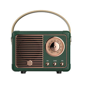 Dosmix retro Bluetooth speaker green front view—compact desk-friendly design for your space.