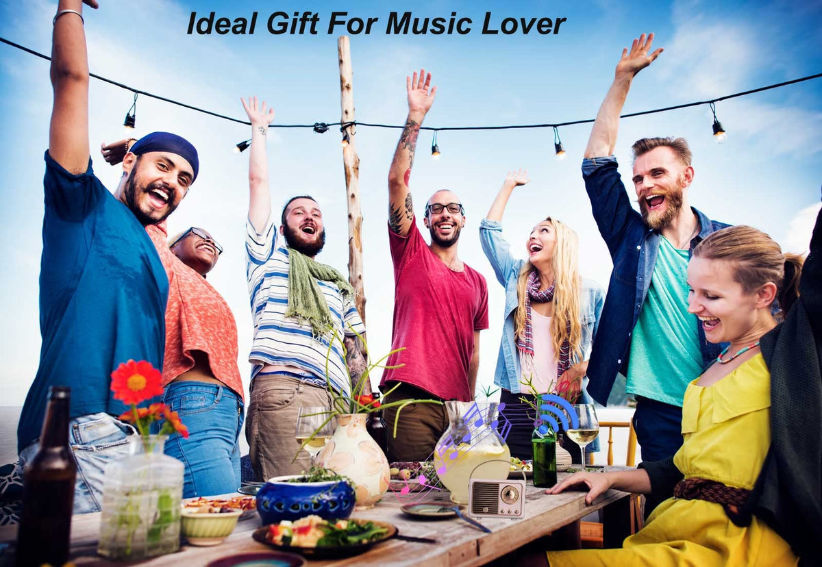 Dosmix retro Bluetooth speaker portable usage for casual listening anywhere.