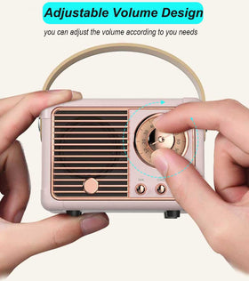 Dosmix retro Bluetooth speaker side view showing slim profile for desk setups.