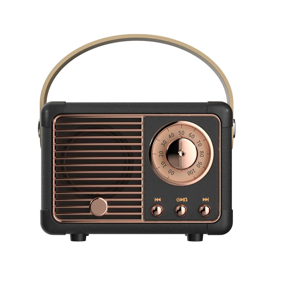 Dosmix retro Bluetooth speaker on a tabletop adds warm ambience