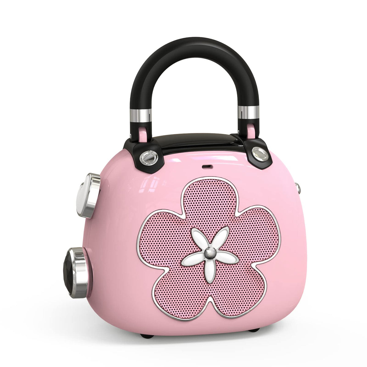 DOSS Candy mini speaker in pink, portable bag charm for on-the-go music.