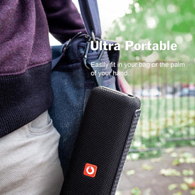 DOSS E-Go II held in hand illustrating compact size and travel convenience