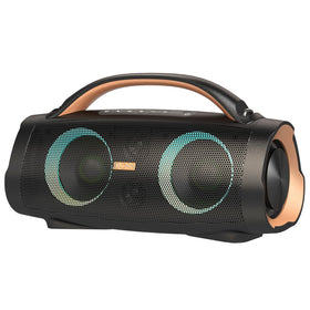 DOSS Extreme Boom+ front view showing compact yet powerful 100W sound for outdoor parties