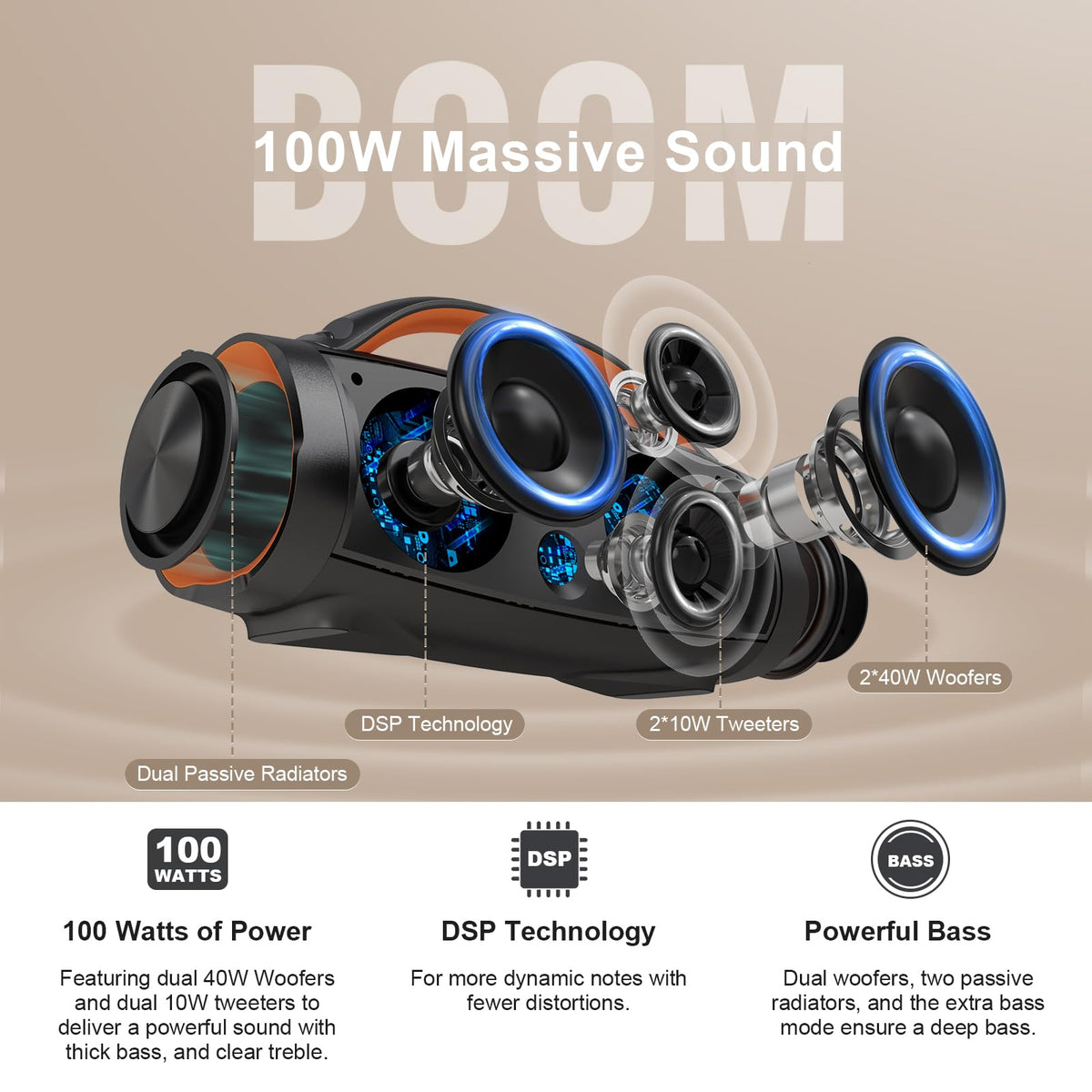 DOSS Extreme Boom+ beat-synced LED lights set the party mood